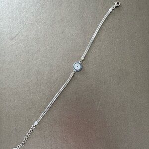 Silver Jeans Delicate Silver Bracelet with Blue Detail